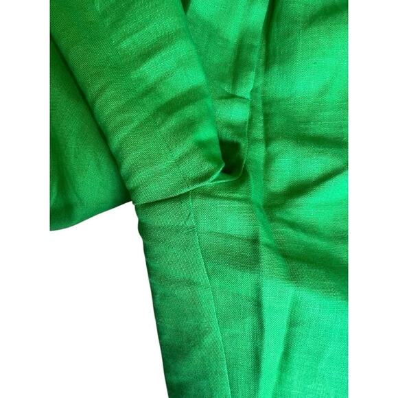 Point of View Collection Women's High Rise Preppy Shorts Linen Pleated Green 4 - Picture 8 of 9